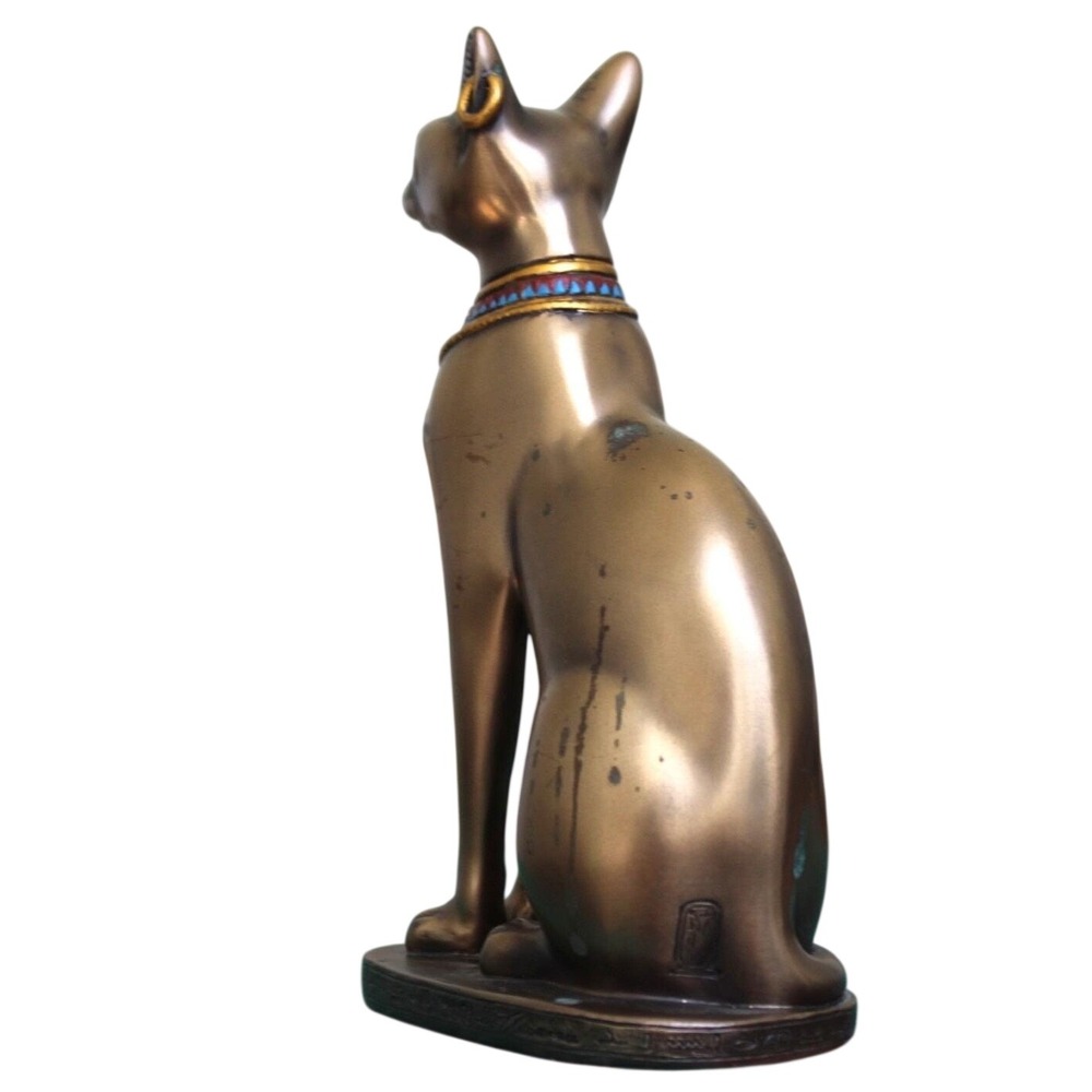 Veronese Egyptian Bastet Cat Goddess Statue Bronze Finish Scarab Amulet 5.5 Inch - Picture 4 of 11